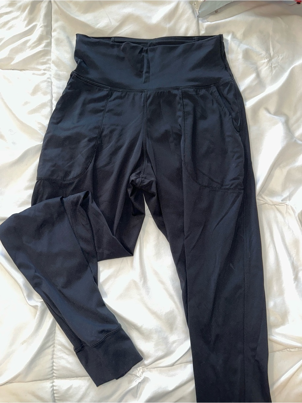 Oalka Black High Waist Pocket Yoga Jogger Pants